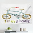 thumbnail image 1 of Bicycle Tapestry, Hand Drawn Doodle Cycling Theme Pattern of Yellow Bike Leisure Hobby Street Art, Fabric Wall Hanging Decor for Bedroom Living Room Dorm, 2 Sizes, Mustard Black, by Ambesonne, 1 of 1