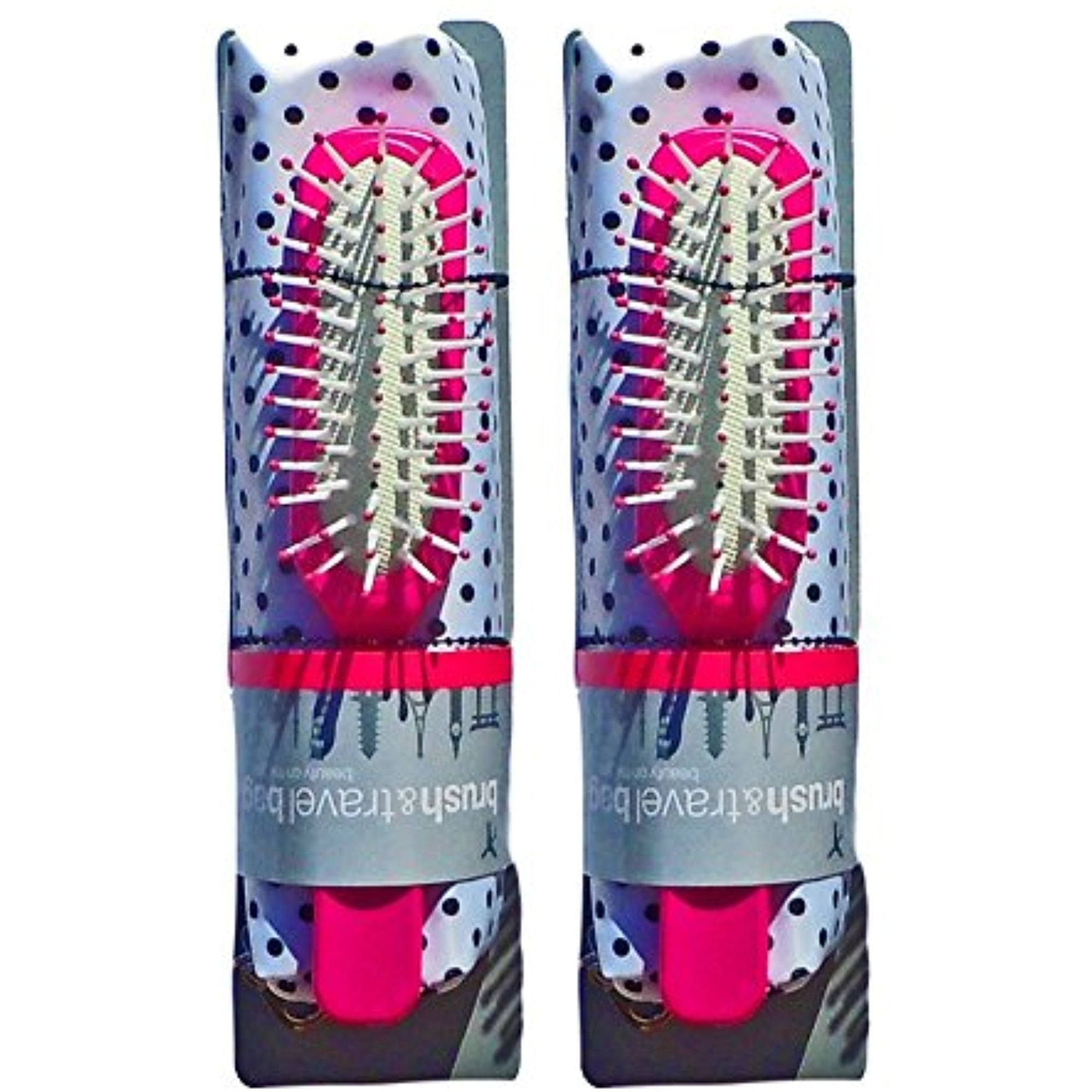 Conair Pink Mini Hair Brush & Travel Bag 2 Pack