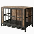 thumbnail image 5 of Tcbosik 39 inch Dog Crate Furniture, Dog Kennel for Small/Medium/Large Dogs, Heavy-Duty Dog Cage End Table with Pull-Out Tray and 2 Doors, Dog House Side Table for Bedroom Living Room, Rustic Brown, 5 of 7
