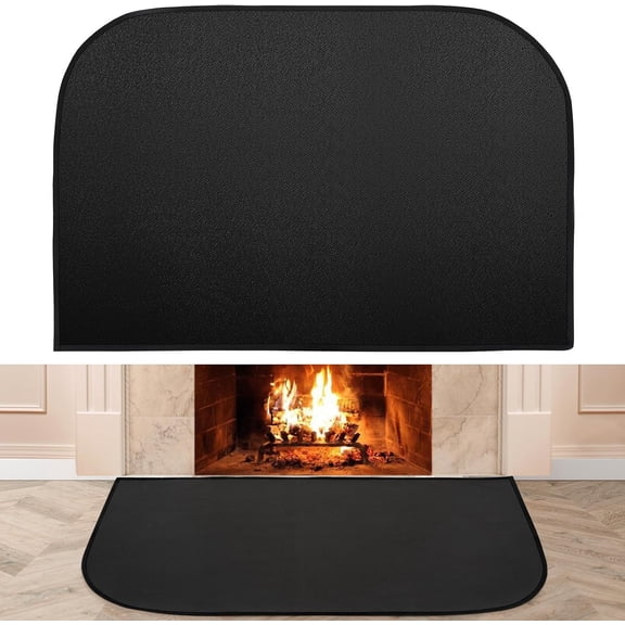 Fireplace Rugs Fire Resistant - 24 X 36Inch Semicircle Fire-Proof Hearth Blanket Mat Carpet Protector for in Front of Fireplace for Stove, Decks, Indoor, Outdoor, Fire Pit, Grill & Floor