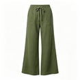 thumbnail image 6 of Maplenight Womens Cotton Linen Pants with Pockets Casual Elastic Waist Drawstring Wide Leg Pants Summer Beach Vacation Trousers, 6 of 6