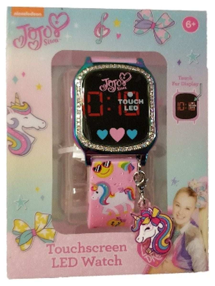 Nickelodeon Brandclub Nickelodeon Jojo Siwa Unisex Child Touchscreen LED Watch with Silicone Strap with Charm JOJ4350WM
