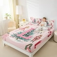 thumbnail image 4 of Homewish 4 Pieces Pink Monogrammed L Sheet Set, Queen - Xmas Tree (Nutcracker), 4 of 7
