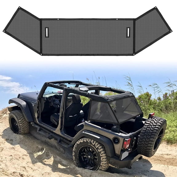 Sunshade Mesh Shade Top Cover Fit 2007 2008-2017 Jeep Wrangler JK JKU 4 Door
