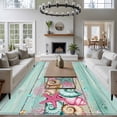 thumbnail image 3 of 5'x8' Area Rugs, Pink Starfish Ocean Indoor Outdoor Area Rug for Living Room Bedroom, Coastal Conch Green Wood Plank Farm Washable Bathroom Rugs Kitchen Floor Carpet Mats Home Decor Aesthetic, 3 of 8