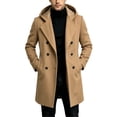 thumbnail image 5 of Trikvn Men Peacoat Wool Winter Trendy Tweed Long Hooded Double Breasted Overcoat Warm Vintage Outerwear with Pockets Thermal, 5 of 7