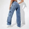 thumbnail image 4 of 2026 New Fashion Women's Jeans Cargo Pants High Waist Flap Pockets Loose Fit Women's Pants, 4 of 6