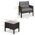 thumbnail image 3 of Costway 3 PCS Patio PE Wicker Furniture Set with Cushions and Tempered Glass Coffee Table Gray, 3 of 8