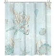 thumbnail image 5 of Starfish and Seashell Shower Curtain 72Wx72H Inch Rustic Wooden Teal Nautical Ocean Beach Vintage Coral Coastal Anchor Marine with 12 Plastic Hooks Fabric Waterproof Toilet Accessories Decor, 5 of 5