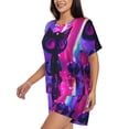 thumbnail image 2 of Picia Neon Toy Cat Reflections Pajamas Sets for Women Soft Short-Sleeved Pjs with Lounge Shorts Two Piece Sleepwear-XX-Large, 2 of 9