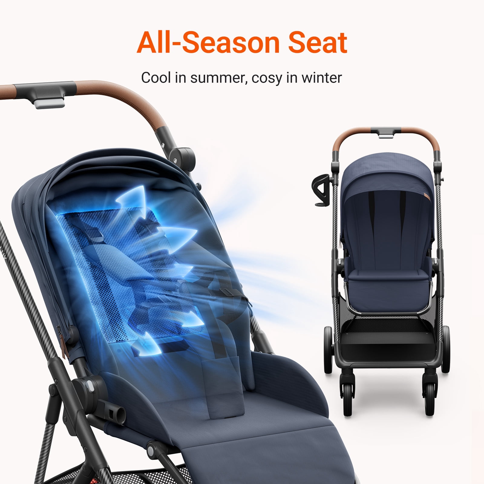 Mamazing Baby Stroller Air Lux Carbon Fiber 15.9 lbs Lightweight Compact Fold Reversible Seat with UPF 50+ Canopy for Infant Toddler