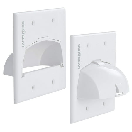 ECHOGEAR White In Wall Cable Hider For Wall Mount TV - Dual Gang Pass Through Pair With Drywall Brackets Included - Manage 8 Low Voltage Cords Behind The Wall - Quick Install With Wall Template