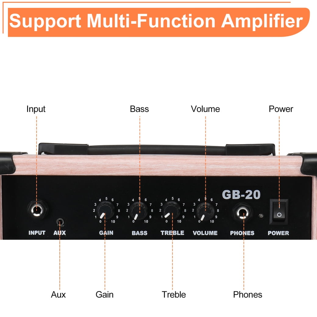20W Electric Guitar Amp with Volume Control, Portable Travel Mini Guitar Accessories with Slient Mode, Practice Amp for Electric Guitar, Natural