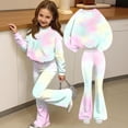 thumbnail image 6 of Grblisyd Girls 2 Piece Outfits Kids Crew Neck Long Sleeve Tops and Elastic Waist Flared Pants Cute Cartoon Print Sweatsuit Clothing Sets, 6 of 7