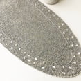 thumbnail image 2 of Handmade bead Christmas table runner, floral beaded runner, silver, 13x35inch, 2 of 4