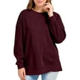 thumbnail image 5 of Early Spring Fashion Solid Color Crew-Neck Casual Long-Sleeved Pullover Hoodie Long Sleeve Shirts Fall Fashion Basic Thermal Underwear Tops Winter Clothes, 5 of 9