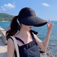 thumbnail image 5 of Women's Sun Visor Hats Wide Brim Straw Beach Hat Ponytail Hats for Women Foldable Floppy, 5 of 7