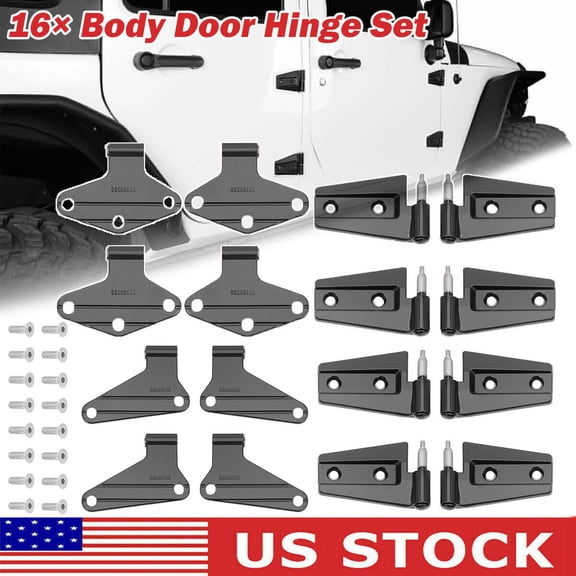 FOR Jeep Wrangler JK Body Door Hinge Replacement Set Powder Coat 16pc 2007-18