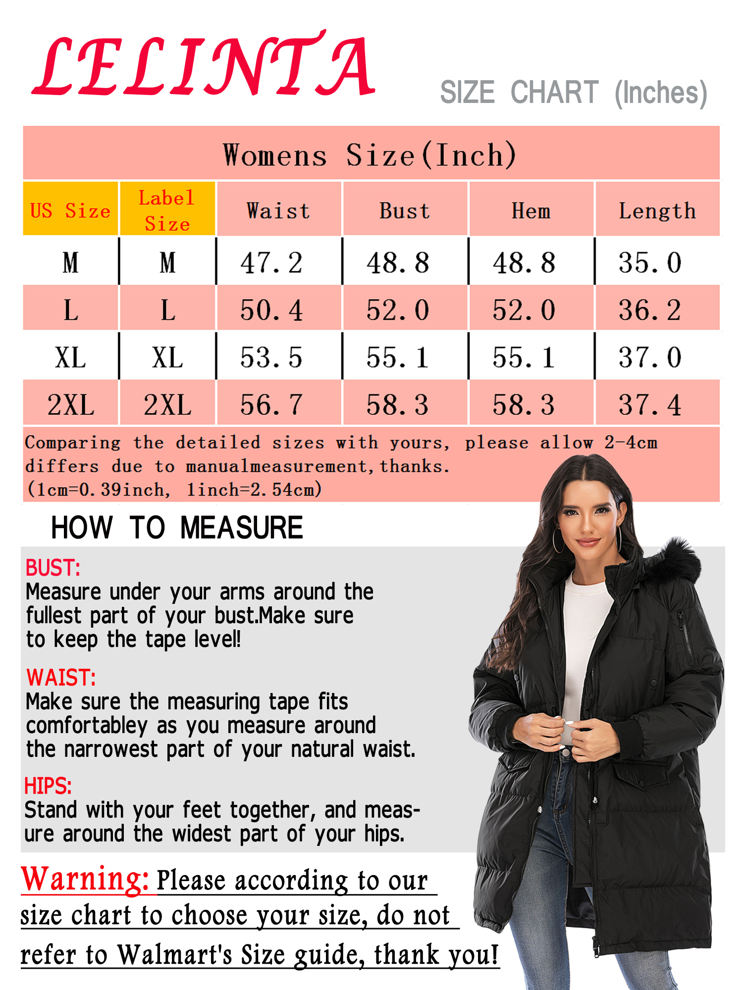 LELINTA Women's Heayweight Winter Warm Puffer Jacket Waterproof Rain Zip Parka Overcoats Jacket With Faux Fur Hooded - image 2 of 7