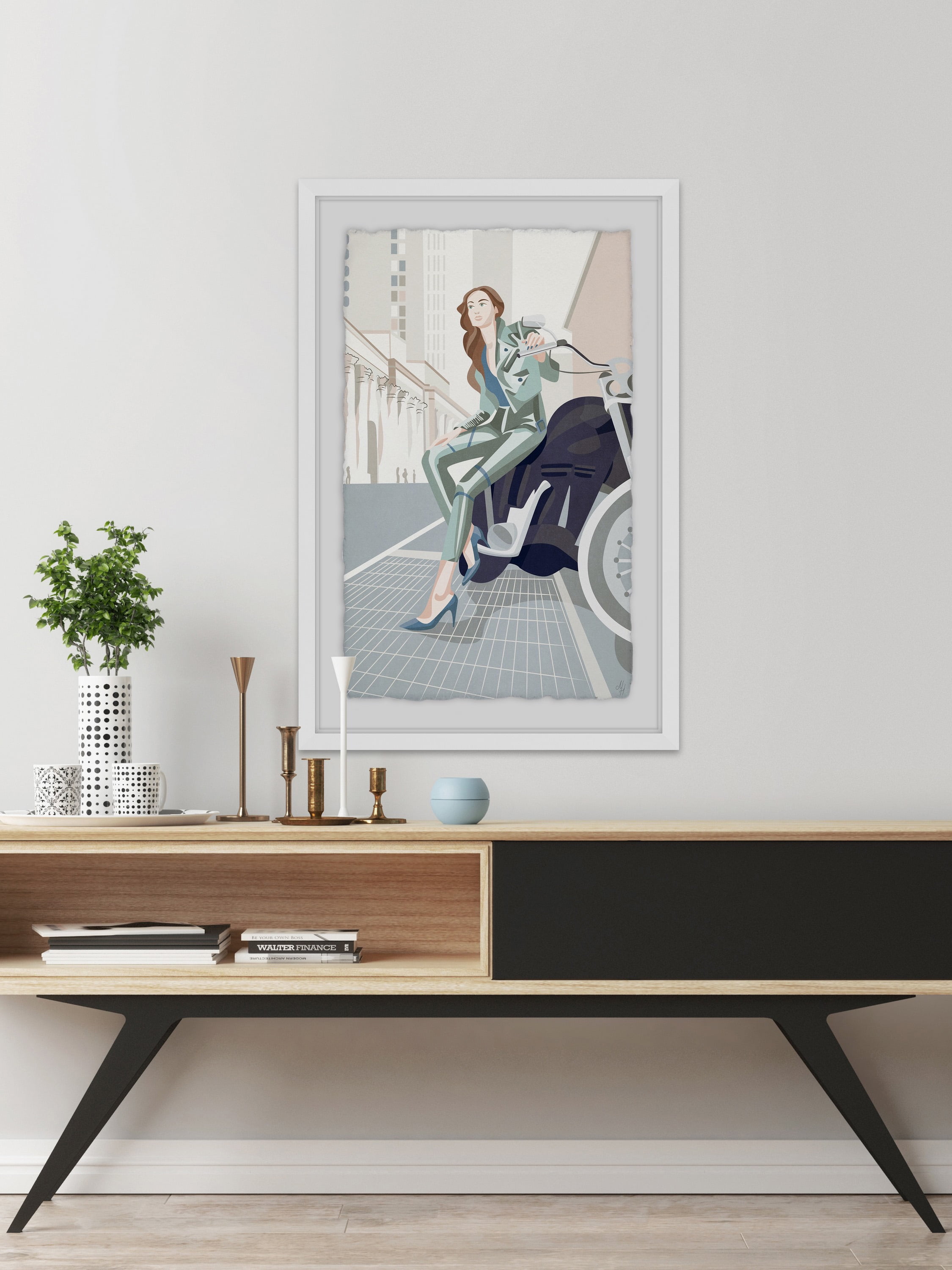 Fashion Bike Framed Painting Print