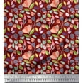 thumbnail image 1 of Pomme Rouge Poly Georgette Tissu Feuilles & Floral Clip Art Tissu Imprimé par la Cour 52 Pouces de Large, 1 of 3