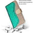 thumbnail image 6 of Alligator Pattern Patchwork Color Glitter Phone Cover with Card Slot Holder Wallet Style Phone Case for iPhone 12 11 13 14 Pro Max Mini X XS Max XR 7 8 6S Plus SE(Purple,iPhone Xs MAX), 6 of 8