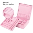 thumbnail image 6 of Jewelry Box Organizer, 2 Layers Lint Jewelry Display Storage Case with Lock - Pink, 6 of 7