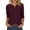 Wine, variant on ShiShine Women's 3/4 Length Sleeve Henley Tops V Neck Business Casual Work T Shirts 2025 Fall Outfits Fashion Clothes