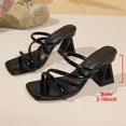 thumbnail image 5 of Samdudou Slide Sandals for Women Strappy Geometric Block Heel Open Toe Square Toe Slip On Mules Summer Dressy Casual Party Wedding Vacation Ladies Modern Footwear, 5 of 9