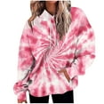 thumbnail image 3 of BiZtdJrK Womens Fall Hoodie Pullover Tie Dye Long Sleeve Casual Sweatshirts Drawstring Lightweight Loose Fit Hooded Shirts with Pocket Pink S, 3 of 8