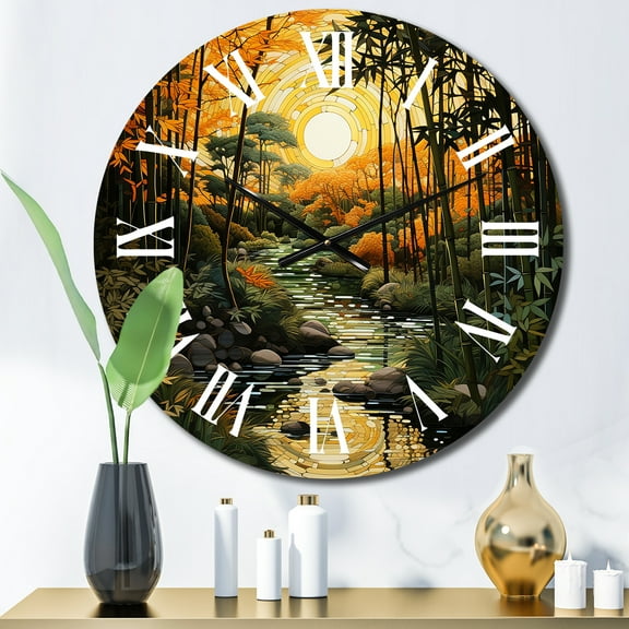Designart "Bamboo Whisper Asian beauty V" Asian Oversized Wall Clock