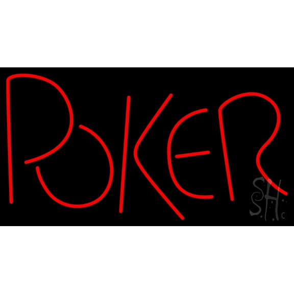 Block Poker LED Neon Sign 20 x 37 - inches, Black Square Cut Acrylic Backing, with Dimmer - Bright and Premium built indoor LED Neon Sign for wall décor, arcarde, and storefront.