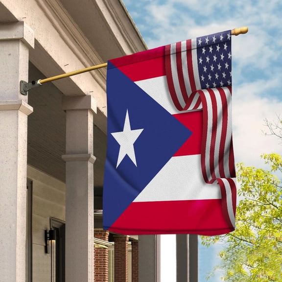 Flag Waving American Flag Puerto Rican Puerto Rico U.S.A Friendship Patriotic Proud Garden Flag, Double-Sided Decorative Outdoor Flag, Polyester Yard Flag 12 x 18 in