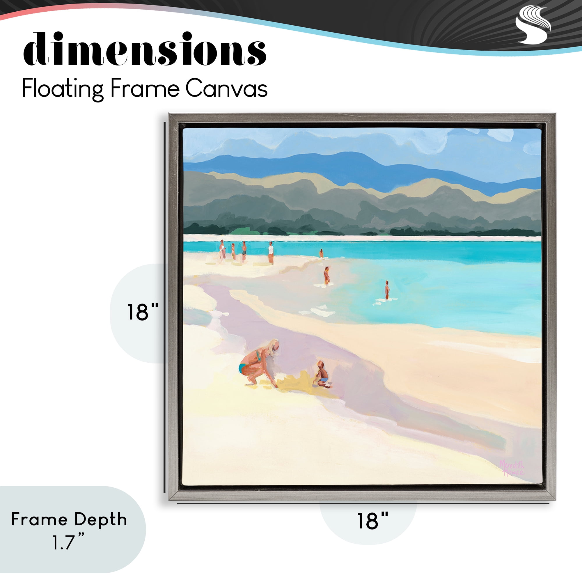 Stupell Industries Mother & Child Beach Scene Gray Framed Floater Canvas Wall Art, design by Meredith Howse