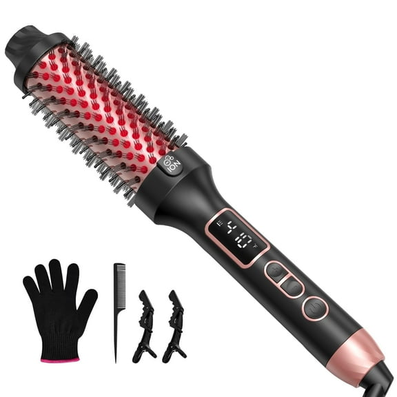 Infrared Thermal Brush for Blowout Look, 1.5 Inch Ionic Thermal Round Brush Makes Hair Smoother Get Natural Curls, Dual Voltage, Easy to Use, Gifts for Women