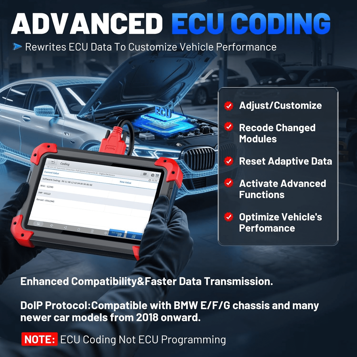 XTOOL D7X OBD2 Scanner Bidirectional Scan Tool, Ai-Assisted Car Scanner with 39+ Resets, Key Fob Pr0grammer, Full System Diagnostic Tool, ECU Cod-ing, 3-Year Free Updates