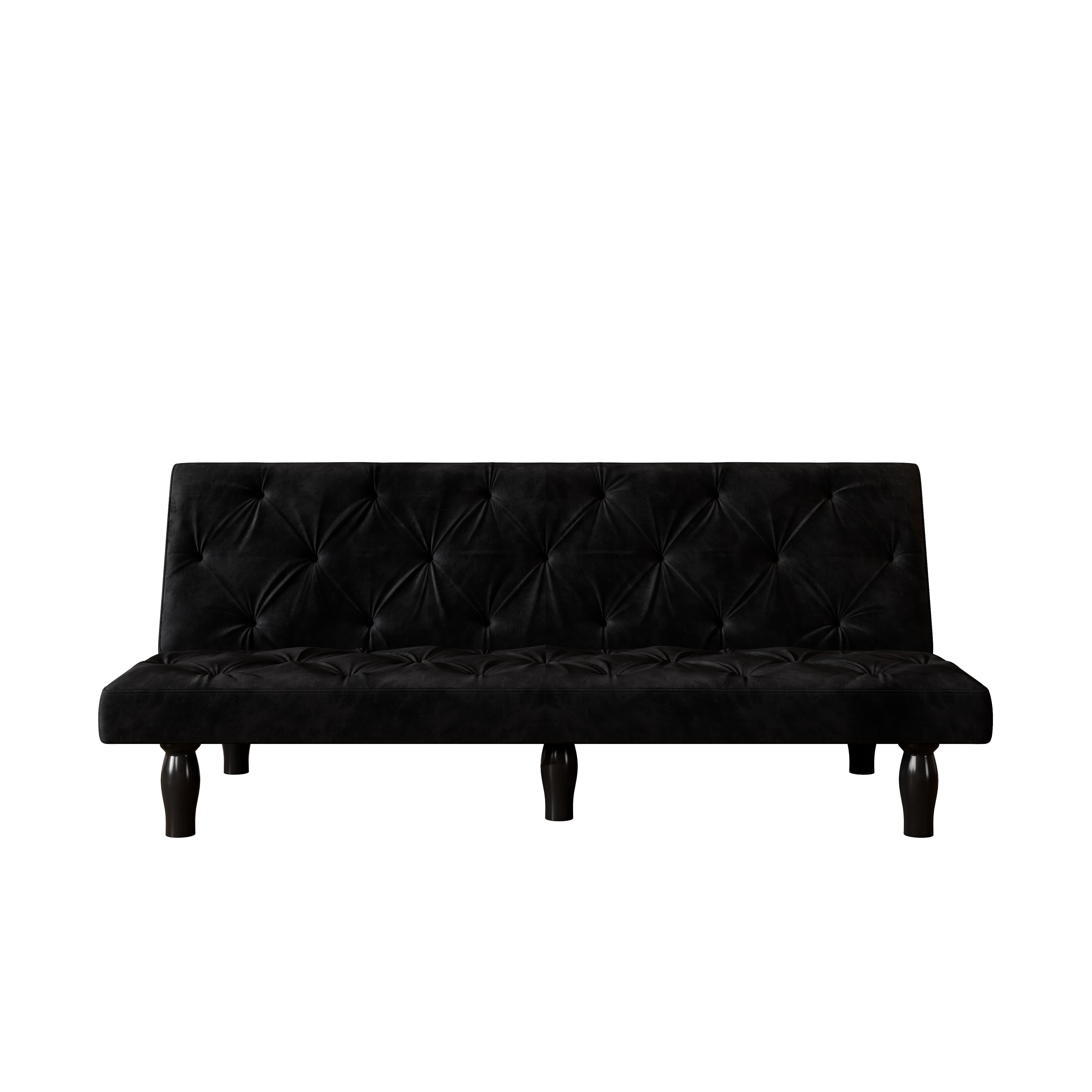 MAYEERTY 66" Velvet Convertible Sofa Bed Couch Loveseat Sleeper for Living Rooms, Apartments, Bedrooms, Black