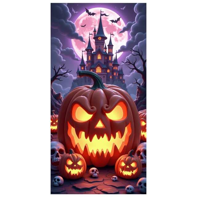 Decorative Design Halloween Banner Scary Theme Pumpkin Jack-O-Lantern for Halloween Party Event Indoor Decoration