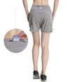 thumbnail image 4 of FEDTOSING Women Athletic Shorts Elastic Running Shorts Quick Dry Gym Gray Workout Shorts Liner 4",up to Size 2XL, 4 of 5