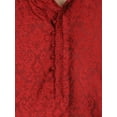 thumbnail image 3 of SKAVIJ Kurta Pajama Set for Men Jacquard Silk Embroidered Party Wear Dress Red S, 3 of 6
