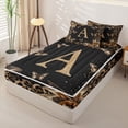 thumbnail image 2 of Catabedysis Cheetah ABC Print A Zipper Twin Comforter Sets with Fitted Sheet and 2 Pillowcases,Personalized Monogram Gifts Zipper Bedding Set For Girls,Black Reversible,4-Piece, 2 of 7