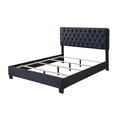 thumbnail image 2 of Benjara Jane Queen Size Bed, Low Profile, Black Tufted Fabric Upholstered Headboard, 2 of 5