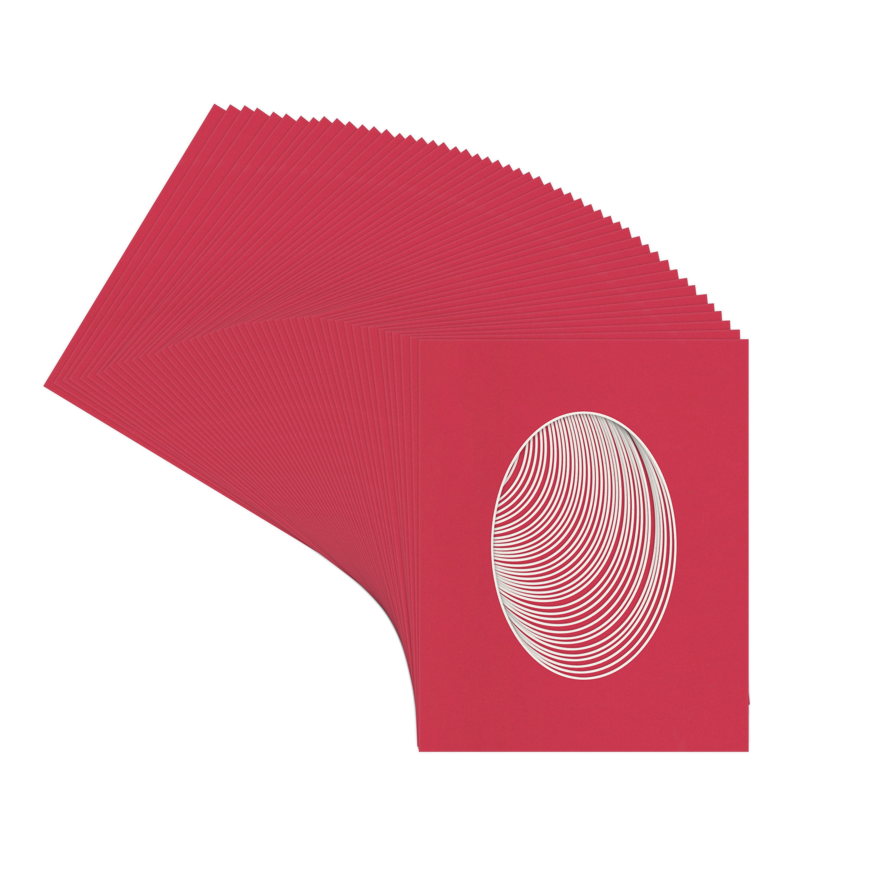 Deep Red Picture Frame Mat for 18x24 Frames - Oval Opening for 12x18 Photos - 50 Mats