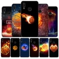 thumbnail image 2 of Coque de téléphone souple en silicone noir, motif feu de basket-ball, pour Huawei P40 P30 P20 P10 Pro P9 Lite Psmart 2019 Y6 Y9 qiuyongming unisex, 2 of 2