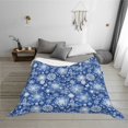 thumbnail image 7 of Vsdgher whiet Snowflake blue background Pattern Fleece Throw Blanket, Horizontal Fleece Bedding Home Decor for Couch & Bed All Season Use -80"x60", 7 of 7