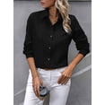 thumbnail image 4 of Camisas con Botones para Mujer, Blusas de Larga, Blusas Casuales Lisas para Oficina y Trabajo Negro M, 4 of 7