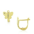 thumbnail image 3 of Sterling Silver Clear White CZ Butterfly Hoop Huggie Earrings, 0.45", 3 of 4
