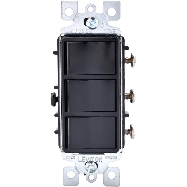 Interruptor Triple Leviton Negro 15A 120V