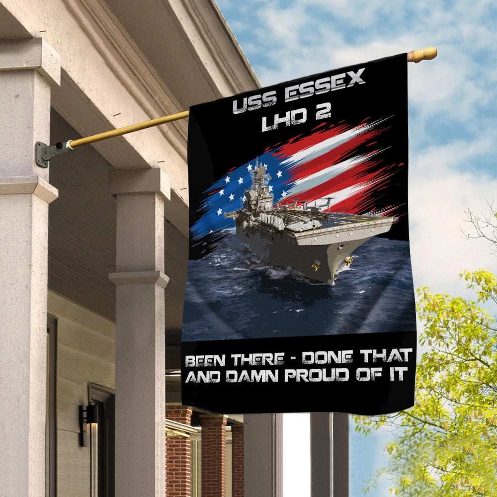 USS-ESSEX-LHD-2 Veterans Day, Flag Ship 4th of July , Patriotic Flag Garden Flag, Double-Sided Decorative Outdoor Flag, Patriotic Polyester Yard Flag 12 x 18 in