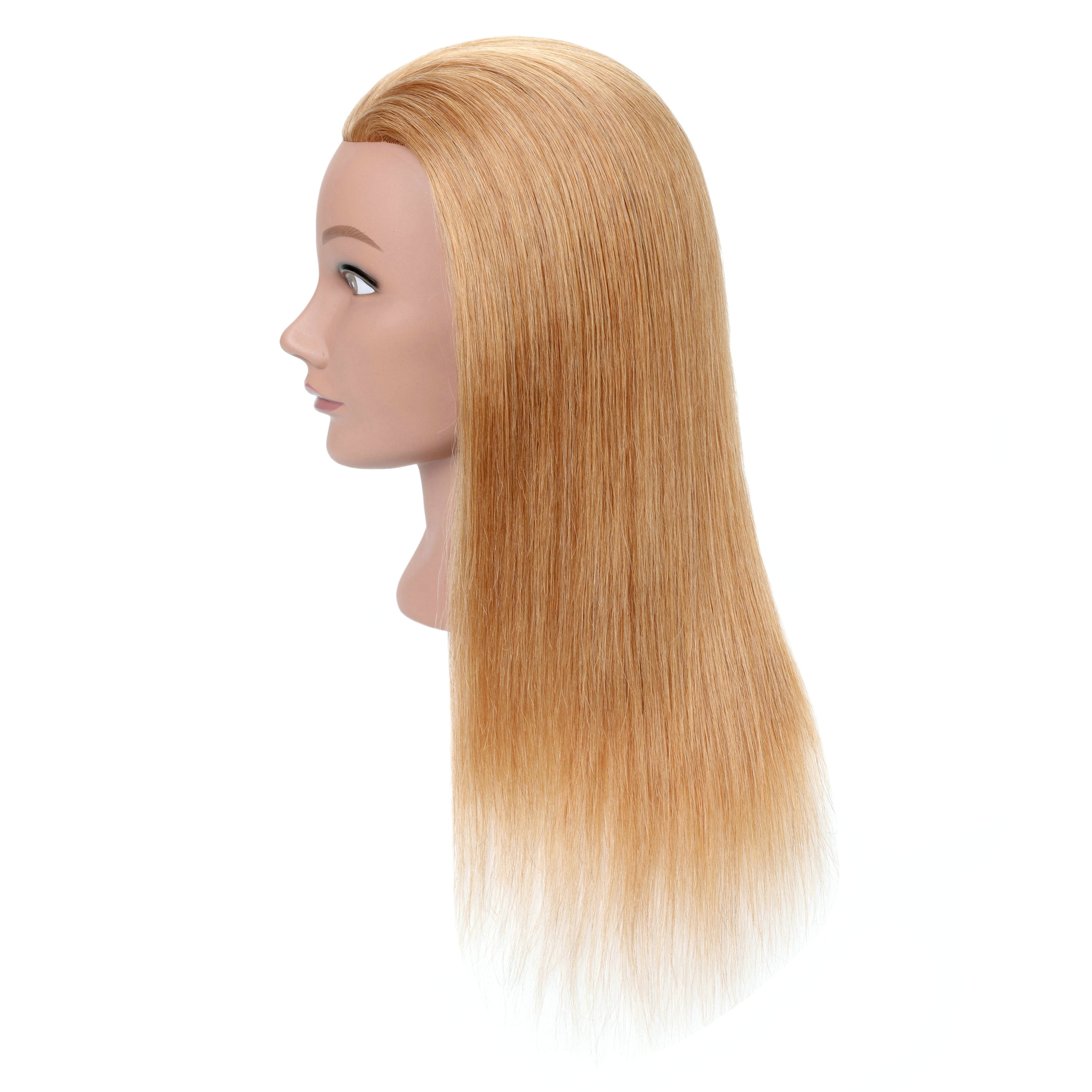 RYHAIR 22 inches Blonde 100% Human Hair Mannequin Head for Practice Bleaching Dyeing Styling Cosmetology Barber Training with Stand